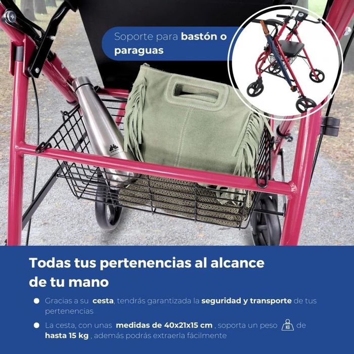 Mobiclinic rollator chodzik czterokolowy z siedziska i torba