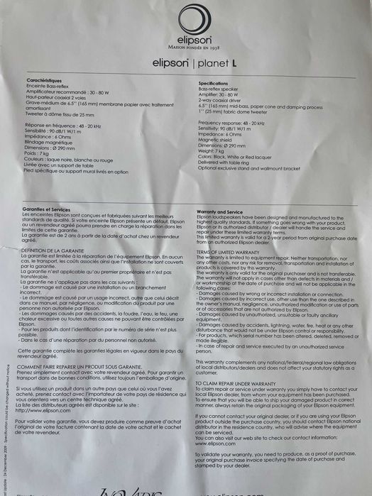 Colunas de Som Elipson Planet L, com as base de suporte originais