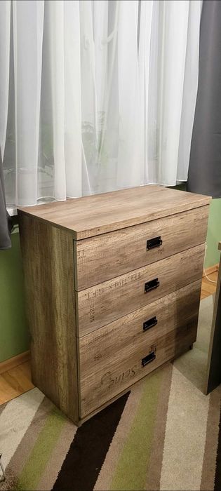 Komoda Malcolm 80 cm z 4 szufladami dąb canyon monument nadruk