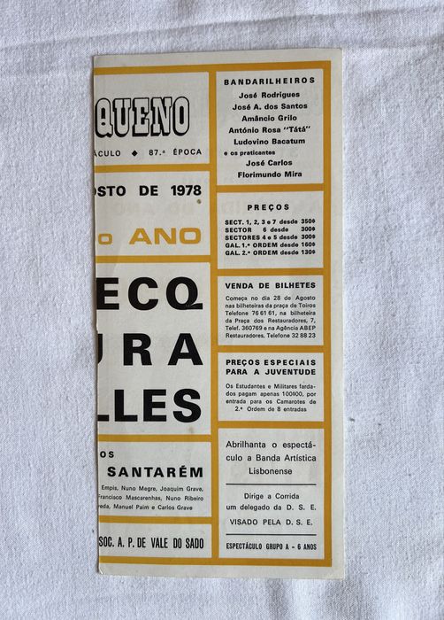 Folheto Taurino Campo Pequeno 1978 - Alvaro Domecq e João Telles