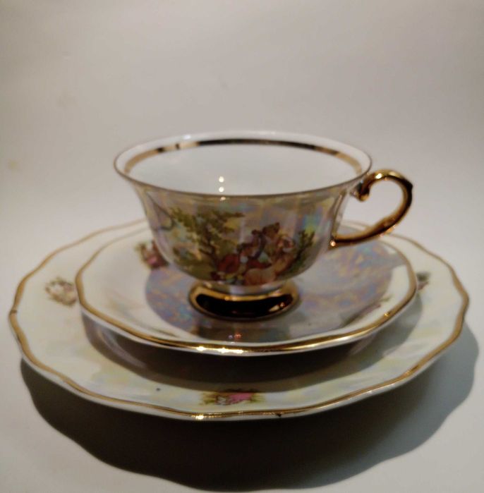 PRL Karolina – komplet x6 – filiżanka, spodek, talerzyk deserowy