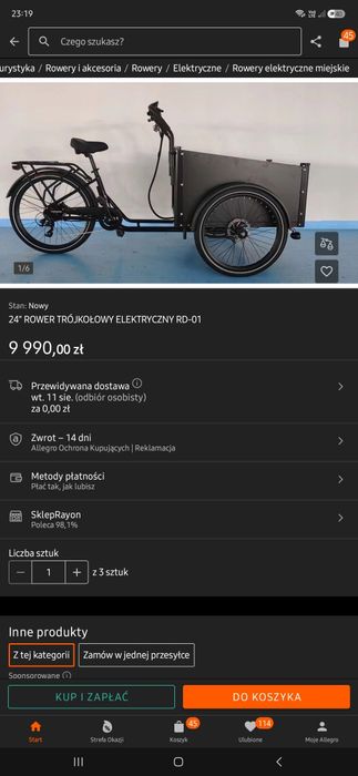 Rower elekrtyczny Riksza