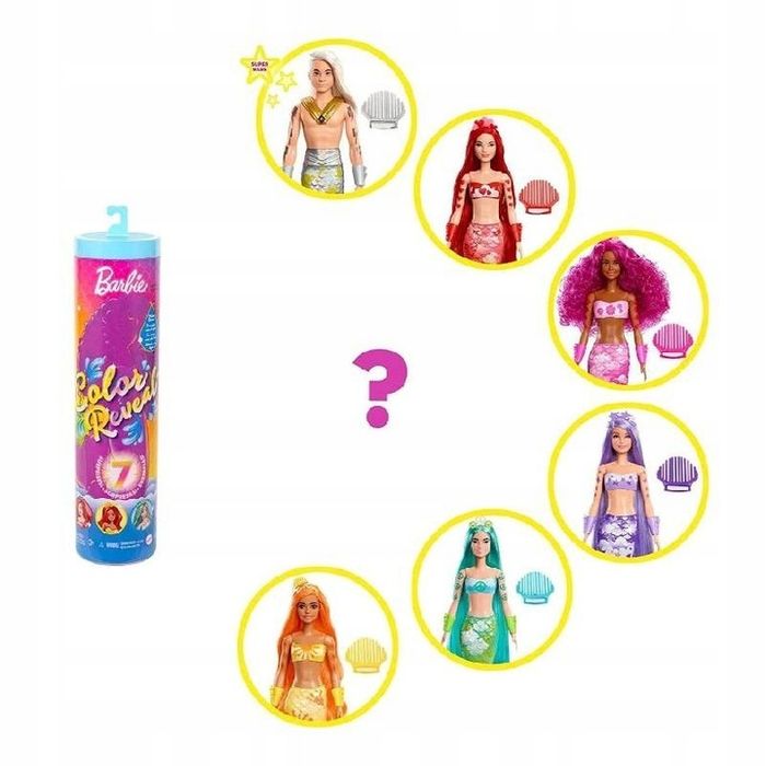 Lalka Barbie Kolorowa Niespodzianka Syrenka Color Reveal