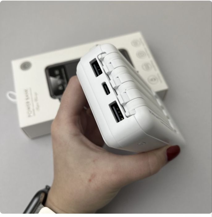 Повербанк 20000 mAh Power Bank з кабелями Type C, Lightning,