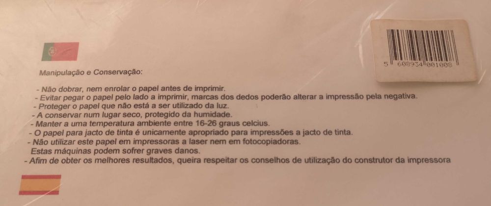 Resma 100 folhas papel InkJet  100 g/m2 + 6 folhas papel fotográfico