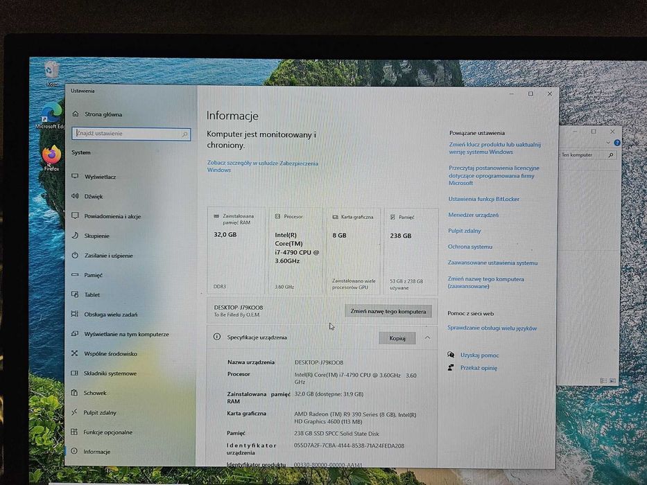 Komputer Asrock Z97 i7_4790 32GB SSD250GB HDD 320GB Radeon R9 390 8 GB