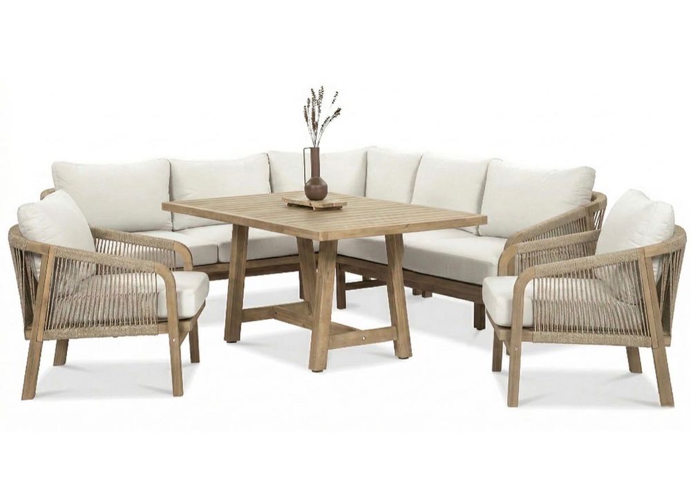 Narożnik ogrodowy MARIGOLD Dining z drewna akacjowego – FURRORE