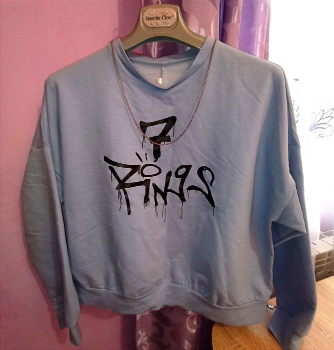 кофта весенняя синяя тренд, новая с принтом