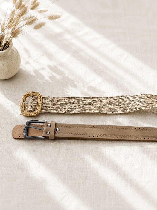 Zestaw 2 pasków damskich | boho + klasyczny camel