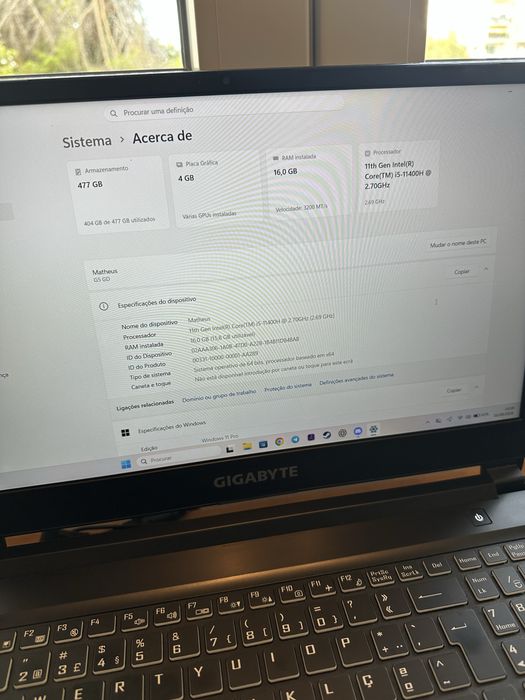 Portatil gaming gigabyte G5 GD