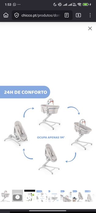 Chicco Baby Hug 4 em 1 – Berço, Espreguiçadeira e Cadeira de Papa