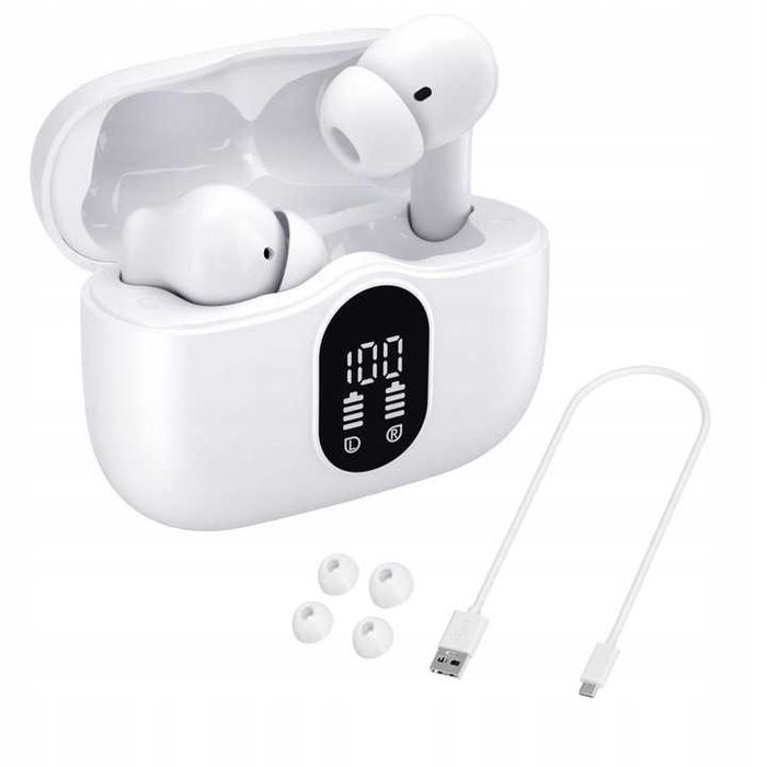 Słuchawki Bezprzewodowe Białe Manta Rytmo Pro Anc Enc Tws Douszne