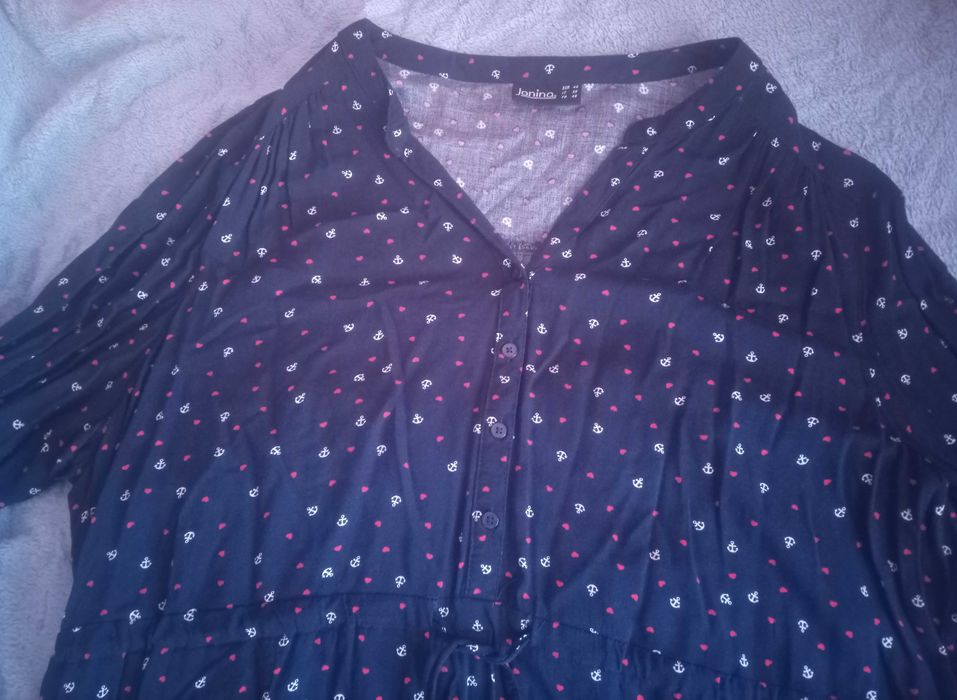 Sukienka damska granatowa w serca i kotwice r. XL