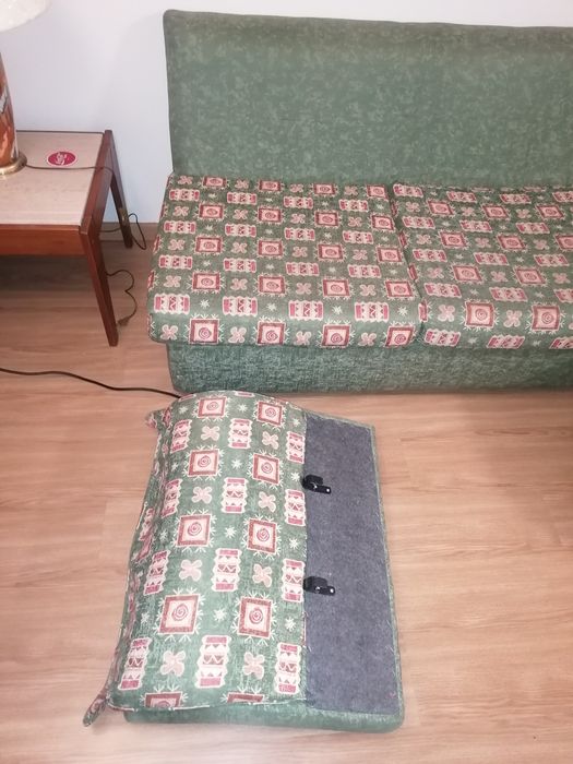 Sofá de canto com Chaise longue movível, com cama - almofadas incluída