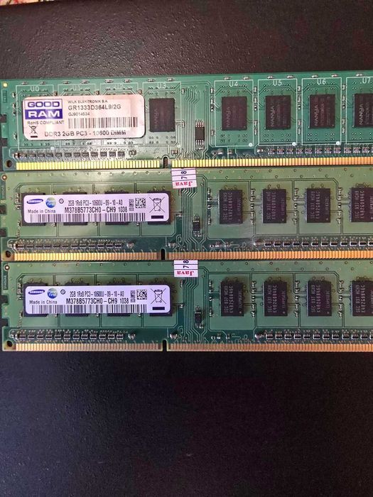 3 планки ОЗУ по 2 гб DDR3