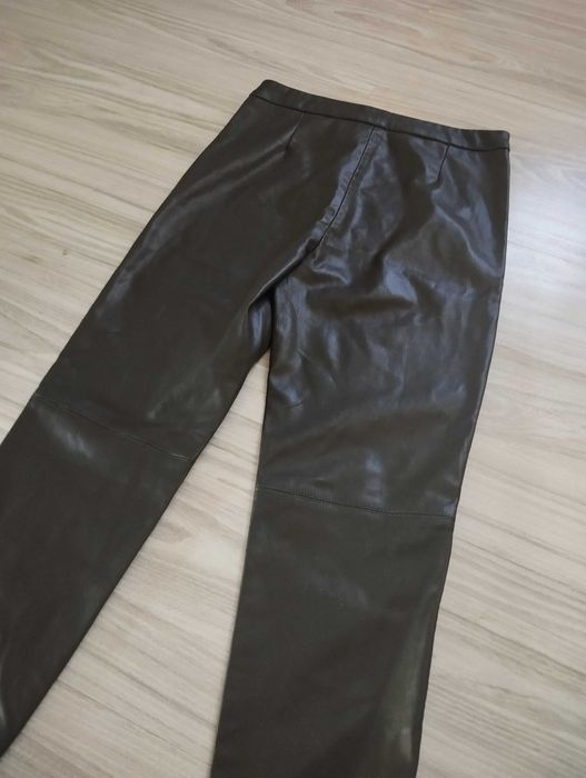 Spodnie Eco skóra zielone oliwkowe Xs Zara