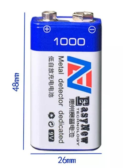 Аккумулятор Крона 9V 1000mAh Li-Ion EasyNew, зарядка через micro-USB