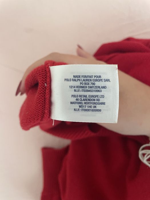 Camisola vermelha com gola em V Ralph Lauren
