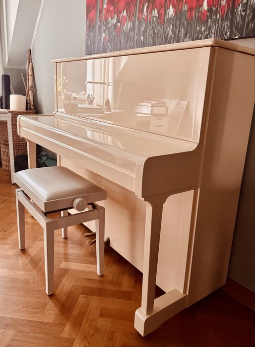Stołek do pianina bialy