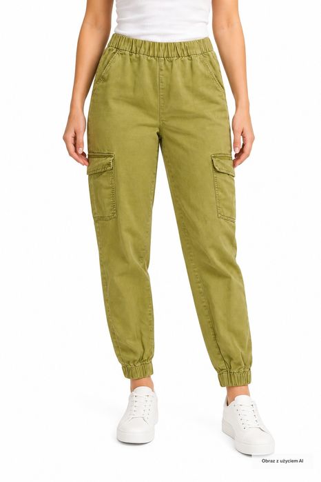 Spodnie cargo zielone z kieszeniami streetwear S