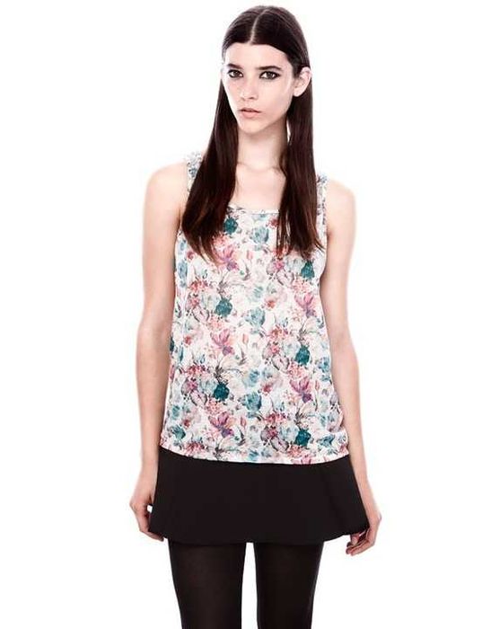 PULL&BEAR łączka FLORAL top KWIATY ramiąc 38 M