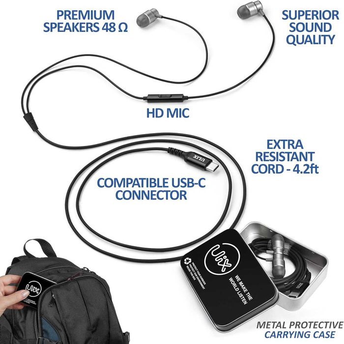 Słuchawki douszne ULIX TECH USB-C magnetyczne słuchawki douszne