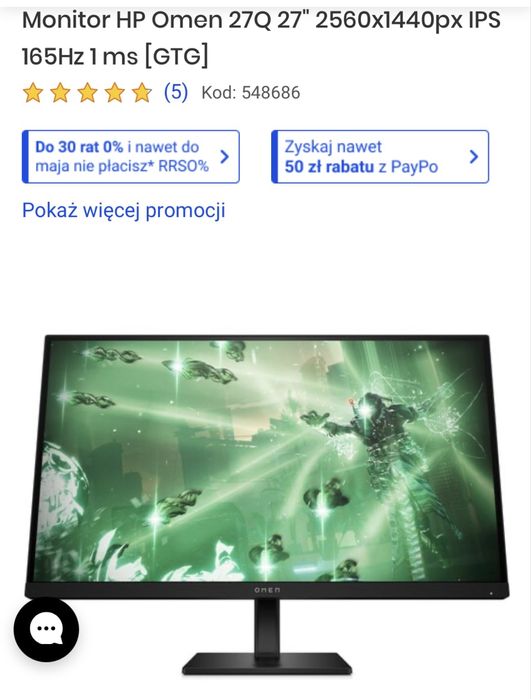 Monitor HP Omen 27Q 27" 2560x1440px IPS 165Hz 1 ms [GTG]