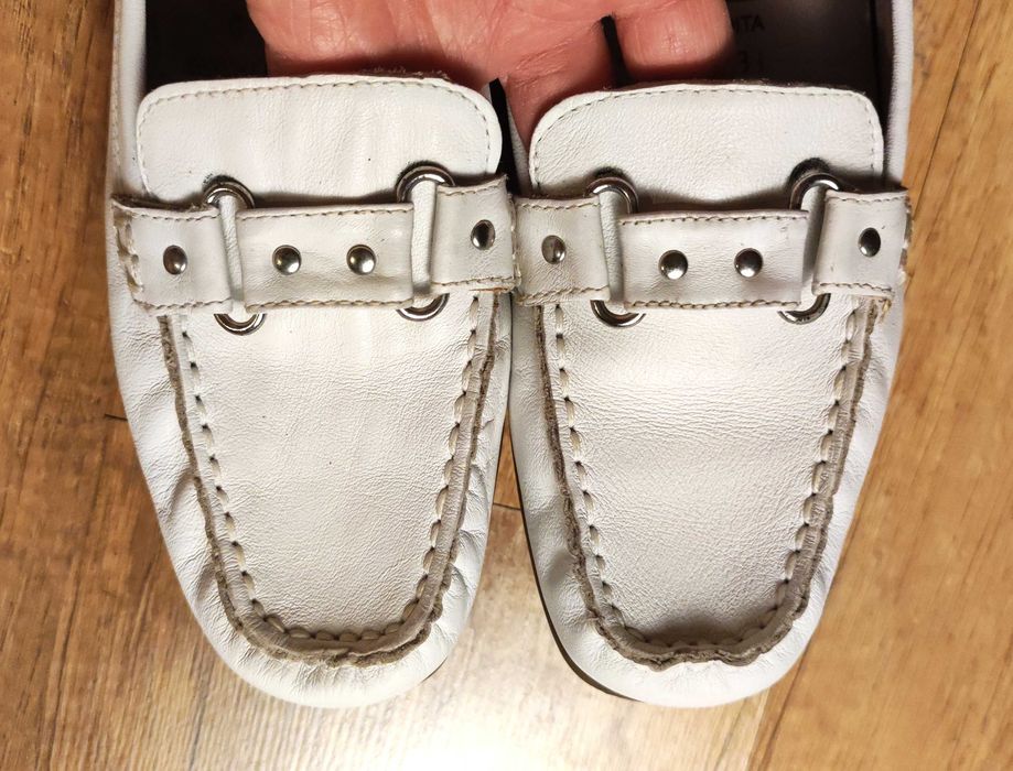 Białe loafersy / mokasyny skórzane medicus 36.5 / 37 wygodne