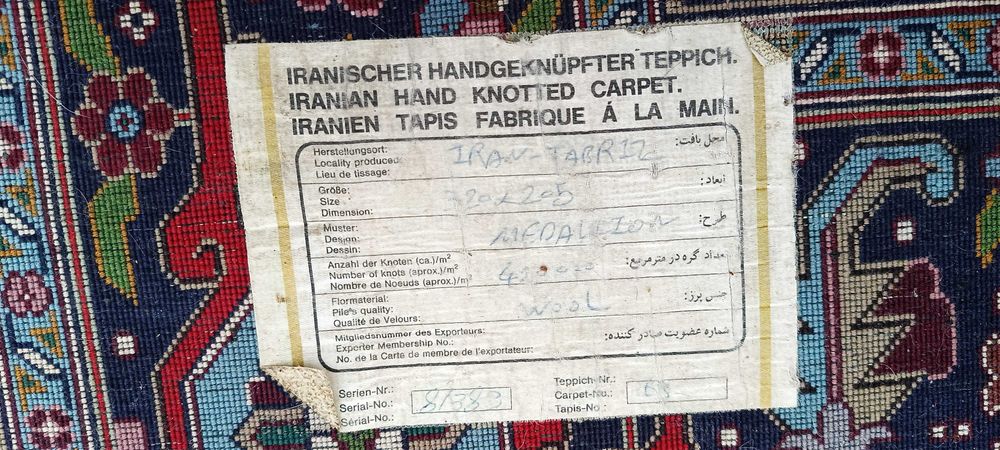 Tabriz Medallion dywan wełniany irański tkany ręcznie 328 x 204cm pers