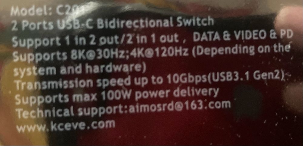 KVM Usb-C Data + Video + PD64170799443201123