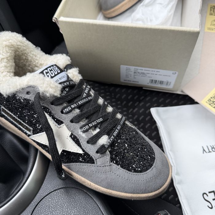 Жіночі зимові кеди кросівки з хутром Golden Goose Black Grey Premium