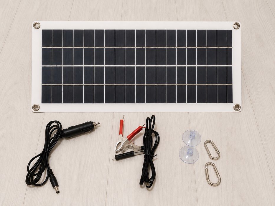 Портативна сонячна панель 12V 20W USB 5V 3A для зарядки акумулятора та телефону