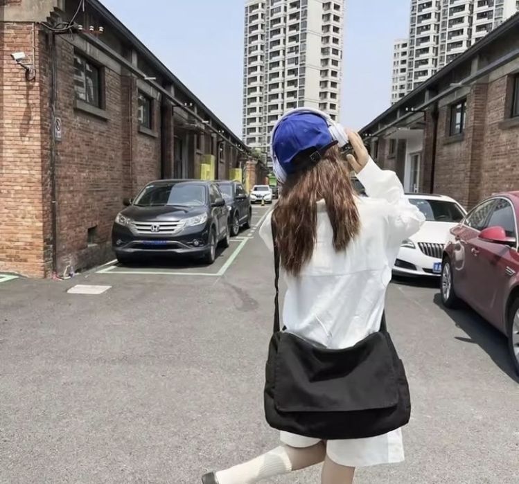 Сумка унисекс хаки, черная в стиле харадзюку 2 вида