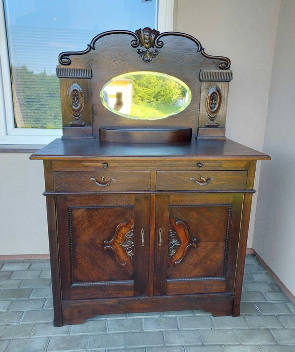 Stary secesyjny pomocnik kredens komoda lustro E187