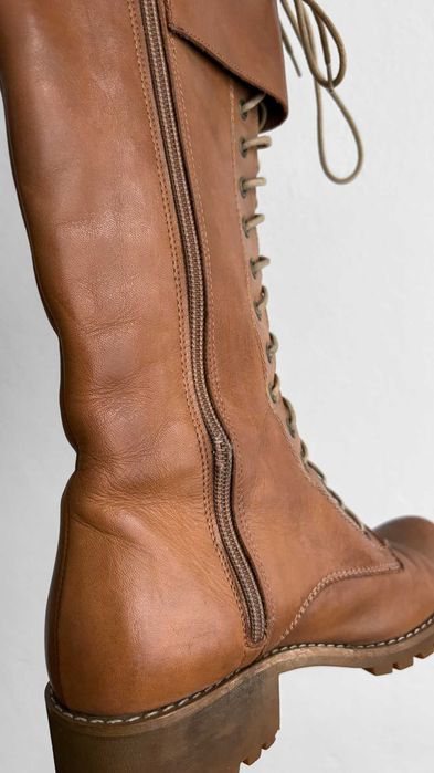 Karmelowe kozaki sznurowane Ryłko 35