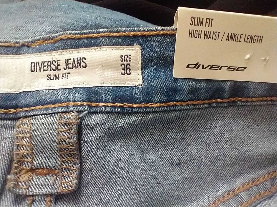 Diverse jeansy ankle high waist slim fit