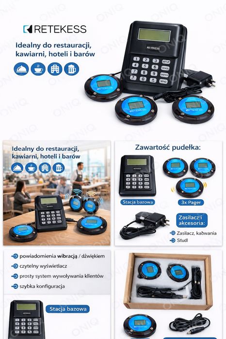 Retekess TD166 , pager system, funkcja SMS