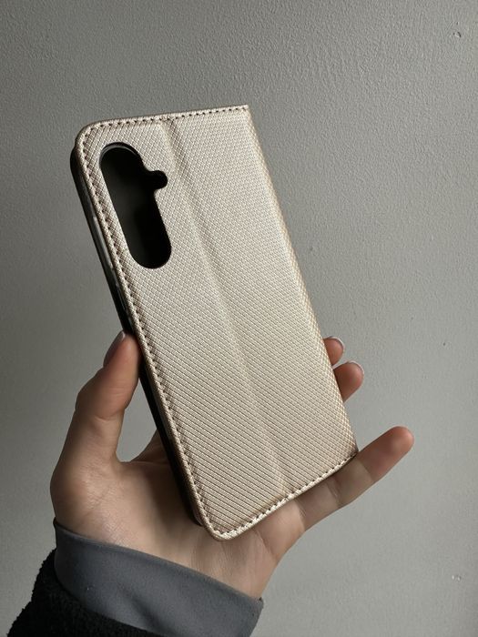 Szkło hartowane i etui zamykne złote SAMSUNG A35