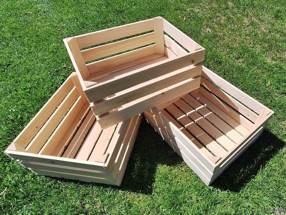 Drewniane skrzynki 50x40x22cm, mocne, lite drewno