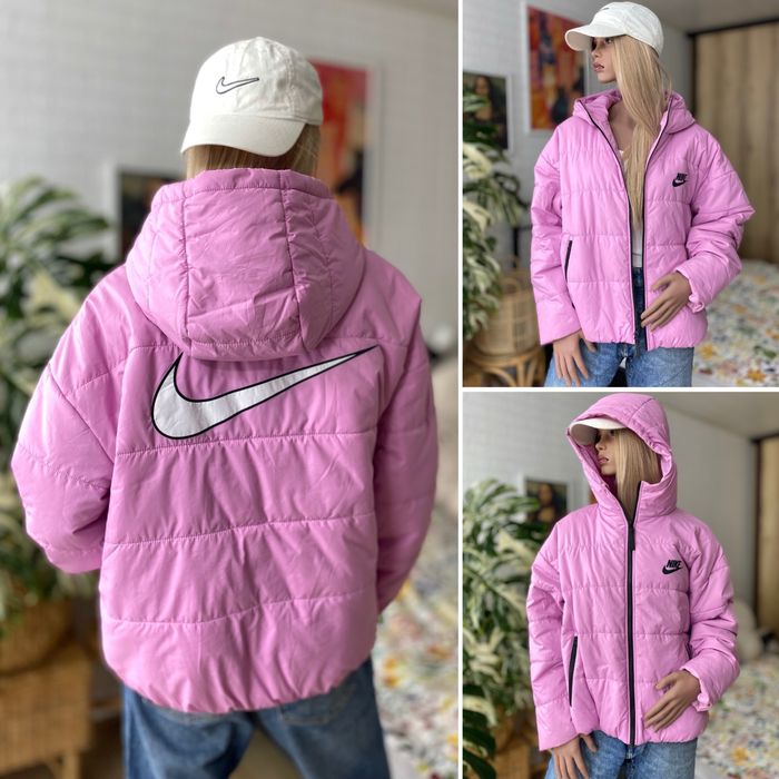 Nike pro kurtka jesien zima róż fiolet duże logo z tyłu L