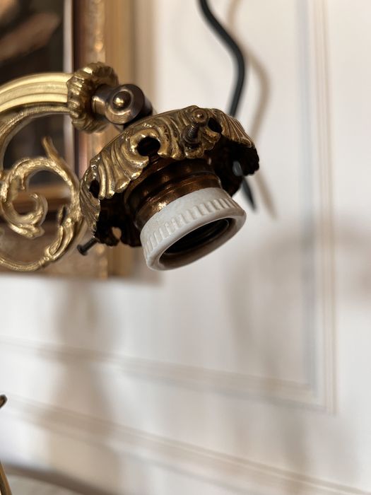 Lampa vintage brąz złocony 1900 secesja Francja XIX wiek antyk unikat