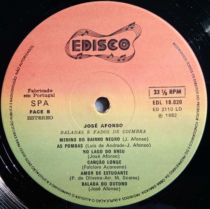 José Afonso	- - - - -		Baladas e Fados de Coimbra	- - - - -	LP