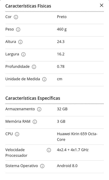 Tablet Huawei Matepad T5 3/32 = NOVO,caixa,película ecrã,220€ Worten