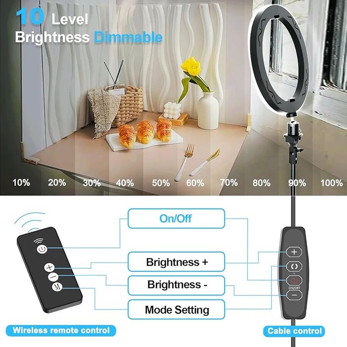 Emart lampa pierścieniowa ze statywem, regulowany pierścień świetlny