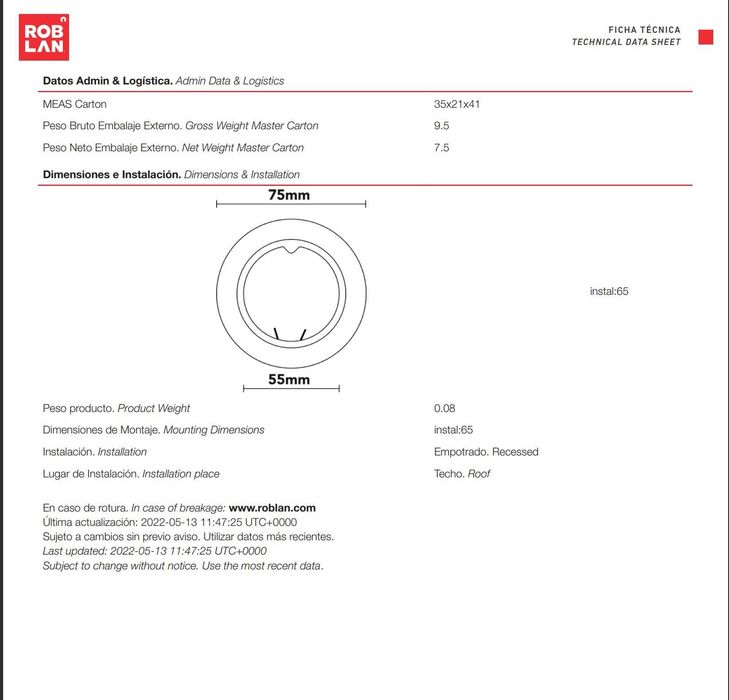Aro redondo encastrar Roblan