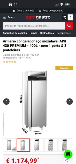 Armário frigorífico profissional GGM Gastro 400 L – como novo