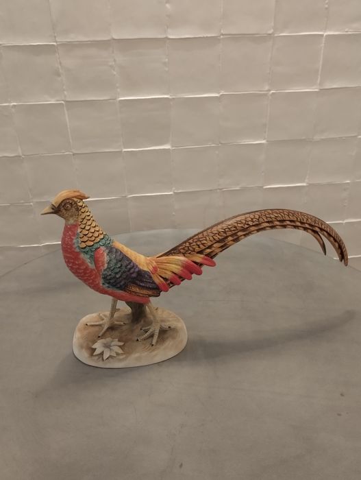 Esculturas de Faisão Macho e Faisão Fêmea Pássaros - Vista Alegre