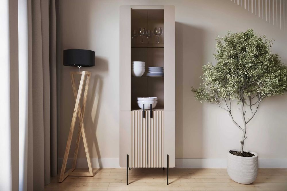 Witryna Malmi 60 cm [kaszmir / czarne nóżki]