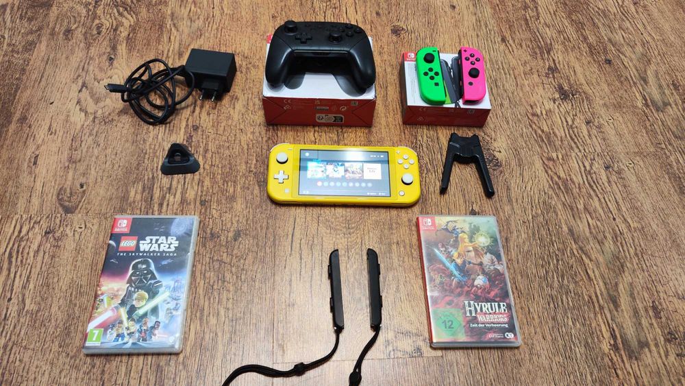 Nintendo Switch Lite CFW Hekate 2x Joy Con Pro Controller Lego Star Wars Hyrule Warriors przerobiona Jailbreak Lexar Play Pro 1Tb Szkło hartowane