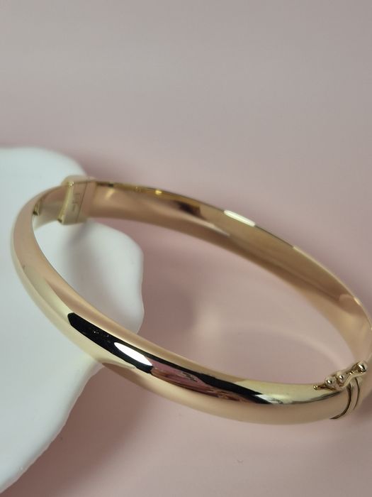 Złota bransoletka bangle sztywna zaokrąglona gładka szeroka p. 585
